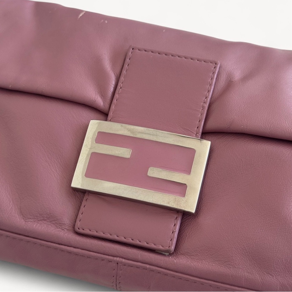 Fendi Mauve Leather Shoulder Baguette Bag - Picture 10 of 12